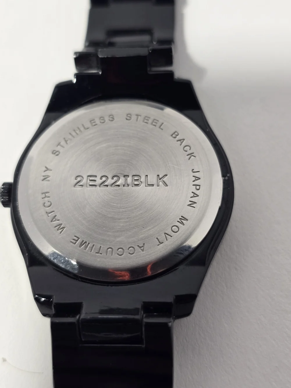 Kim Rogers Multifunction Black Link Watch with Rhinestone Bezel & MOP Dial.